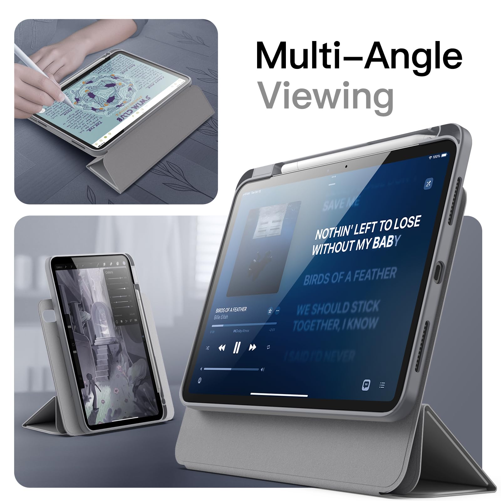 JETech Capa Magnética Destacável para iPad (A16) 11ª/10ª Geração
